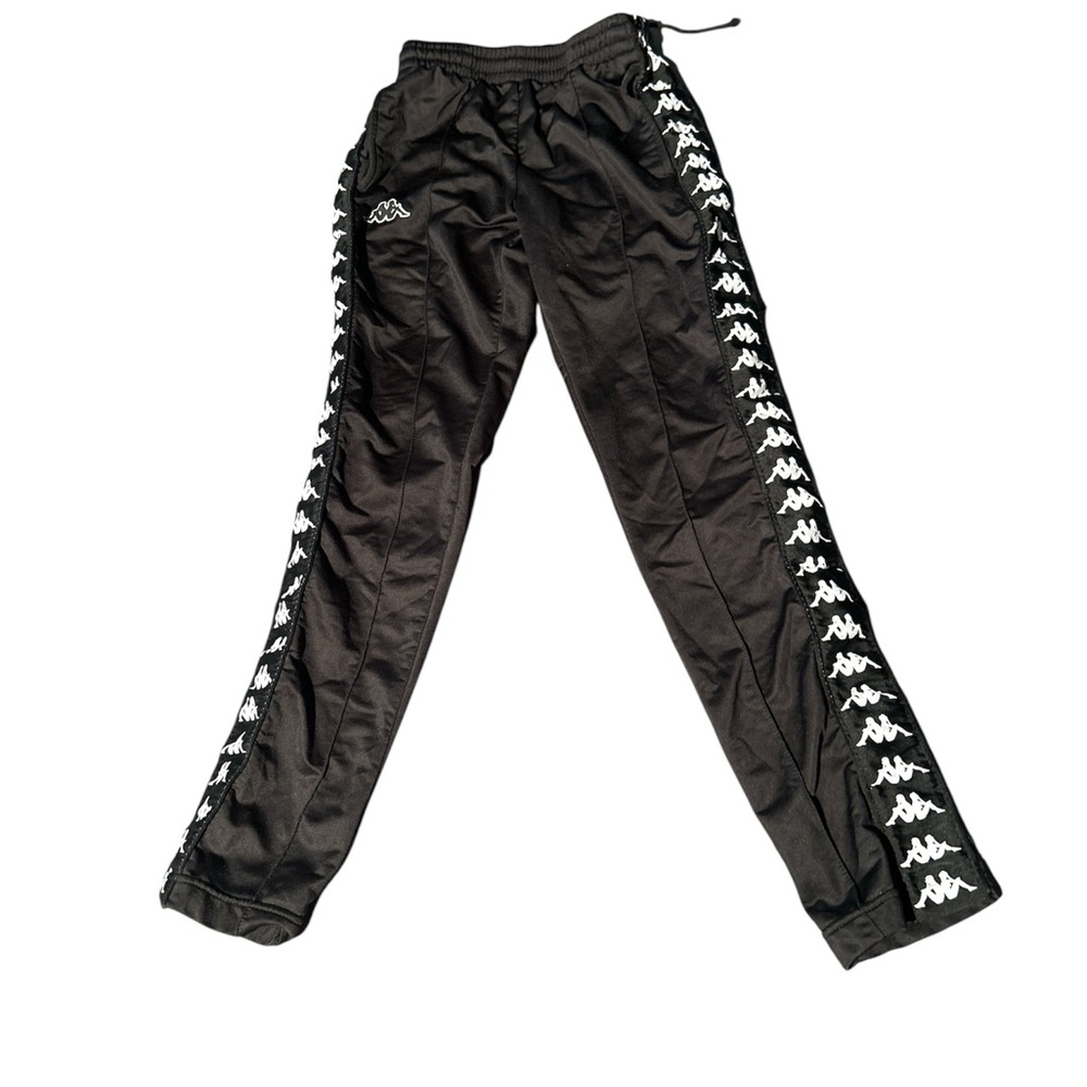 Kappa Black Joggers with White Logo Tape Mens Size Small